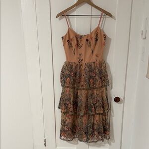 Dress The Population Floral Embroidered Tiered Dress NWOT
